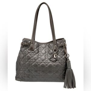 Christian Dior Cannage Panarea grey leather shoulder bag